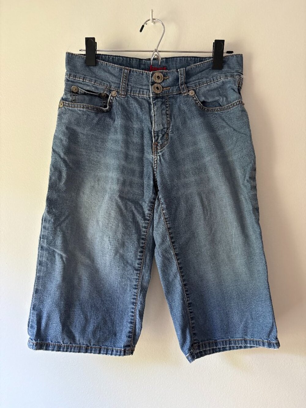 Vintage Y2K Jag Jeans Bermuda Denim Shorts 🛹 Low Rise Longline Capris Sz 4